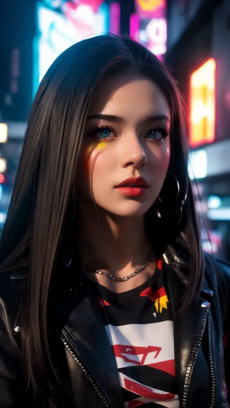 dramatic lighting, vibrant colors, urban street art, high quality render, detailed facial features, expressive eyes and lips, dy...