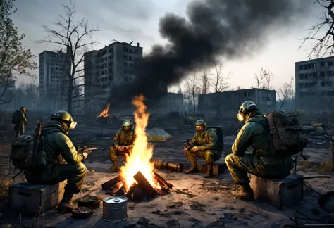 The theme is based on the game Stalker Shadow of Chernobyl, a realistic image in the style of a high-resolution computer video g...