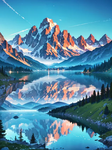 there is a lake with a mountain in the background, lakeside mountains, beautiful lake background, beautiful lake, mountain lake,...