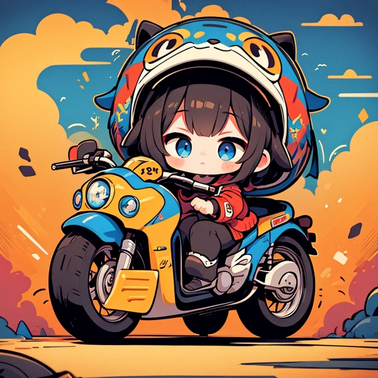 obra maestra、lindo、Pequeño、Una niña que personifica un mural de monstruo、antecedentes detallados　bicicleta　Suzuki　Katana　Frío