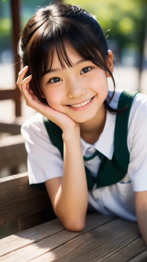 lens: 135mm f1.8, (highest quality),(RAW Photos), (Tabletop:1.1), (Beautiful 10 year old Japanese girl), Cute face, (Deeply chis...