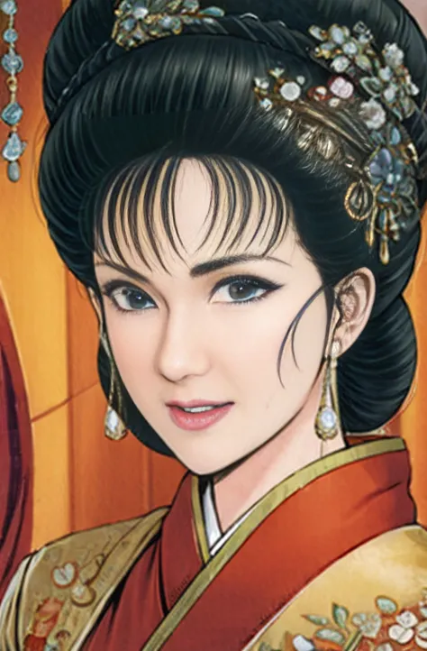 (best quality), (very aesthetic), (ultra-detailed), (best illustration),nsfw,a mature female,perfect face,suikoden,mrs. lin,(ful...