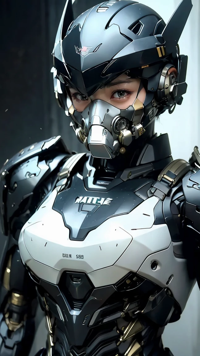 最high quality非常に詳細, Advanced Details, high quality, 最high quality, High resolution, 1080p, hard disk, beautiful,(War Machine),(headgear),See the big picture,beautifulサイボーグ女性,Mecha Cyborg Girl,Battle Mode,Mecha Body Girl　8k 　Elementary school girl　Sweaty face　Cute Smile　short hair　Gas mask with extended nozzle　boyish　Steam coming out of the head　My hair is wet with sweat　Black Hair