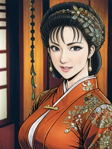 (best quality), (very aesthetic), (ultra-detailed), (best illustration),nsfw,a mature female,perfect face,suikoden,mrs. lin,(ful...