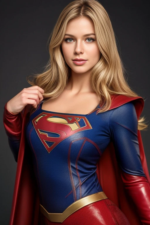 SUPERGIRL ANOS 20 pose de lucha, atractiva rubia