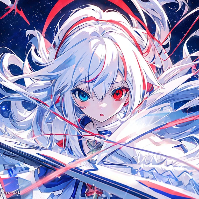 anime girl with long white hair holding a ice sword, ice magic circle, best anime 4k konachan wallpaper, white haired deity, zerochan art, anime art wallpaper 8 k, anime style 4 k, ufotable art style, detailed key anime art, anime art wallpaper 4 k, anime art wallpaper 4k, ryuko matoi, white haired, anime wallaper, (((heterochromia, blue and red eyes)))