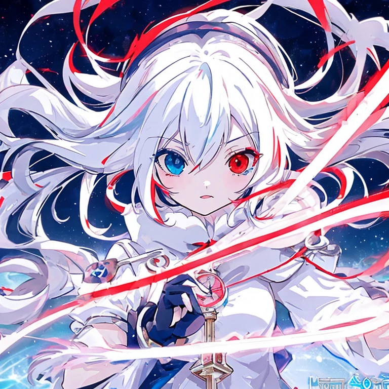 anime girl with long white hair holding a ice sword, ice magic circle, best anime 4k konachan wallpaper, white haired deity, zerochan art, anime art wallpaper 8 k, anime style 4 k, ufotable art style, detailed key anime art, anime art wallpaper 4 k, anime art wallpaper 4k, ryuko matoi, white haired, anime wallaper, (((heterochromia, blue and red eyes)))