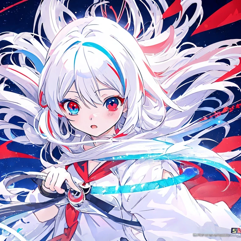 anime girl with long white hair holding a ice sword, ice magic circle, best anime 4k konachan wallpaper, white haired deity, zerochan art, anime art wallpaper 8 k, anime style 4 k, ufotable art style, detailed key anime art, anime art wallpaper 4 k, anime art wallpaper 4k, ryuko matoi, white haired, anime wallaper, (((heterochromia, blue and red eyes)))