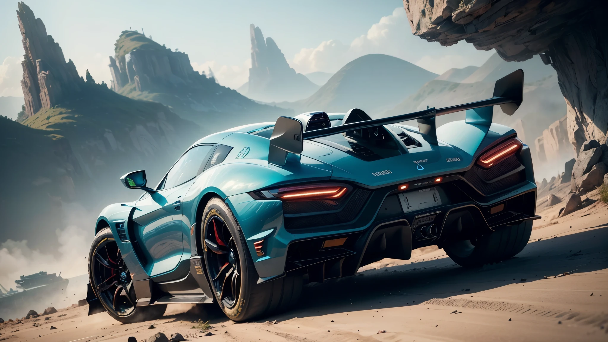 ((masterpiece)), (((best quality))), ((ultra-detailed)),  (masterpiece, photorealistic:1.3), exhilarating car race on a distant alien planet, (unique alien terrain:1.2), (exotic plant life:1.1), (colorful alien flora:1.2), (strange rock formations:1.1), (futuristic race cars:1.2), (sleek aerodynamic designs:1.1), (high-tech racing suits:1.1), (dynamic action shots:1.2), (intense speed:1.2), (alien sky with multiple moons:1.1), (fantastic alien landscapes:1.2), (vibrant alien atmosphere:1.1), (spectacular futuristic cityscape in the distance:1.2), (advanced technology:1.1), (thrilling competition:1.2), (alien spectators:1.1), (mind-blowing race track design:1.2), (immersive sound effects:1.1), (detailed vehicle textures:1.2), (captivating camera angles:1.1), (epic intergalactic setting:1.2), award winning photo, BLN-L24, Exposure,High Contrast,Low Saturation,High Saturation 8k 3D, F 2.8 lens, Aerial View, Cinematic lighting