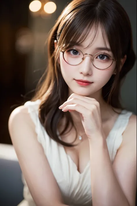 ulzzang -6500-v1.1, (Raw photo:1.2), (Photorealsitic), (See-through:1.3), (Real:1.4), １Girl in glasses、22year old、game_nffsw,  R...