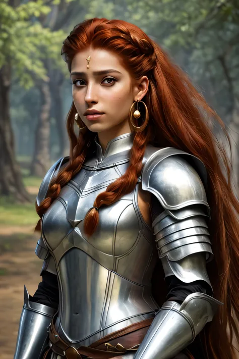 a close up of a woman in armor with a sword