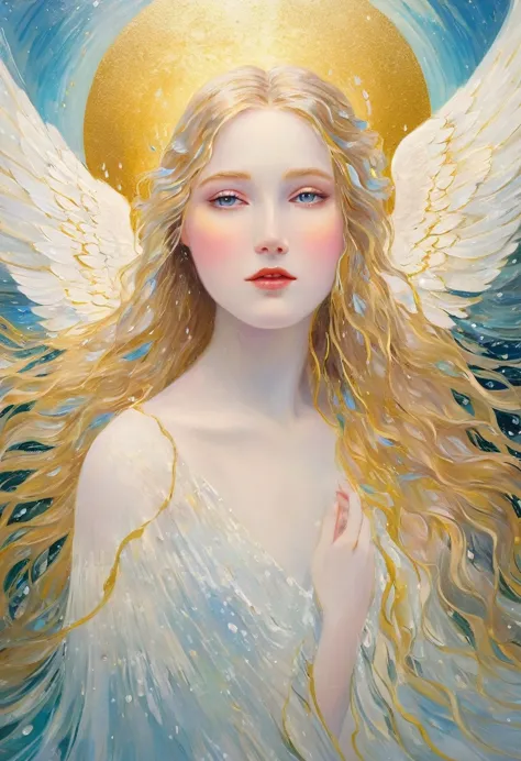 "(best quality,ultra-detailed),water element angel from lake,beautiful detailed eyes,beautiful detailed lips,flowing white dress...