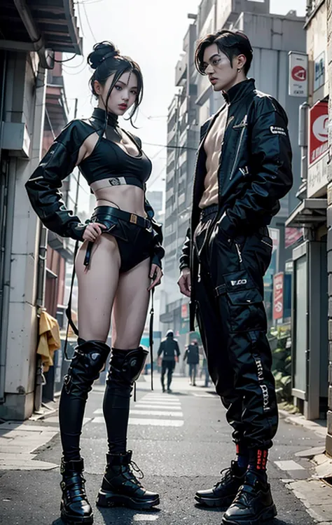 ((best quality)), ((masterpiece)), (Very detailed:1.3), 3D, fair (Cyberpunk:1.3) street warrior woman，thick hair，indefinite shap...