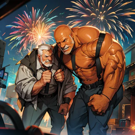 Old men, fireworks 