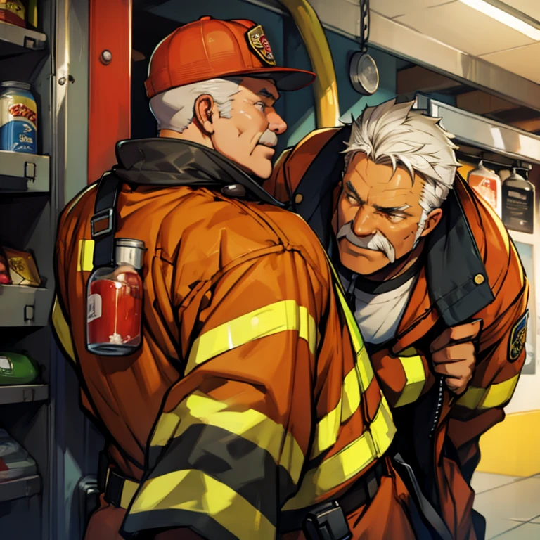старики, пожарник 