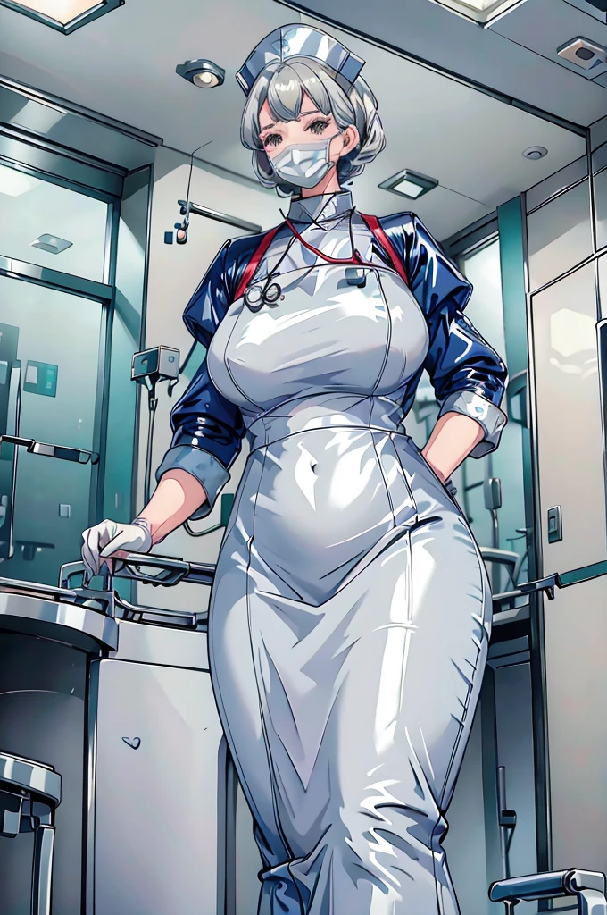 nurse uniform,hospital, latex nurse suit,nurses,busty,elbow gloves,labcoat,white hair woman,white eyes , gigantic ,medical instruments,asian nurse,two nurses,speculum,examination room,oversize ,big ass ,strap on, lay on table ,legs spreaded,giving birth,gyno chair , dentist,Milf,latex,grey uniform