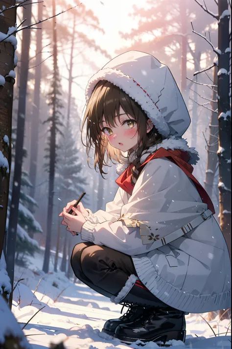 yuikotegawa, yui kotegawa, black hair, (brown eyes:1.5),blush,white breath,
open your mouth,snow,ground bonfire, outdoor, boots,...