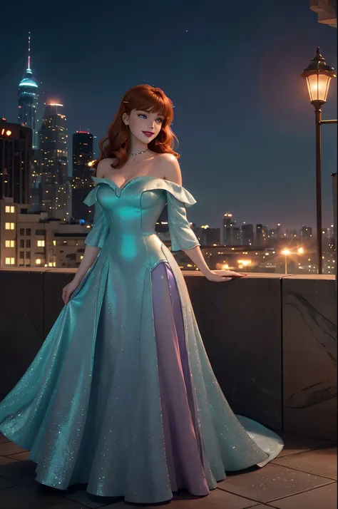 disneyaurora 27 years old, ((( taylor swift:emma stone:0.7))) beautiful woman (((shoulder length wavy auburn hair))) (bangs:1.2)...