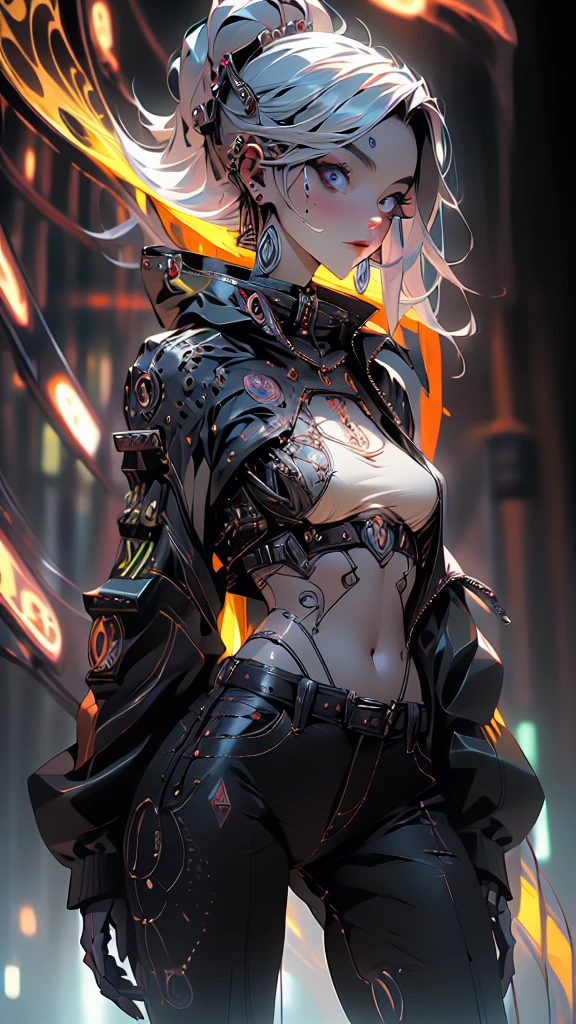 The prompt for the given theme is: "black color, ram's head, Death's scythe, infernal horror, overlooking, tattered clothes, downward gaze, illustrations, highres, ultra-detailed, dark fantasy, sharp focus, vivid colors, dramatic lighting, bokeh". female robot pilot, mechanical creature, electronic wires relays computer nerves, girl face, dystopian surrealism, alex ries zdzisaw beksinski giger, very intricate details, demon chinese female, deep luminous eyes contain galaxies, head contains nebula, deep aesthetic, concept art, carved silver circuits diodes resistors semiconductors, highly ornate