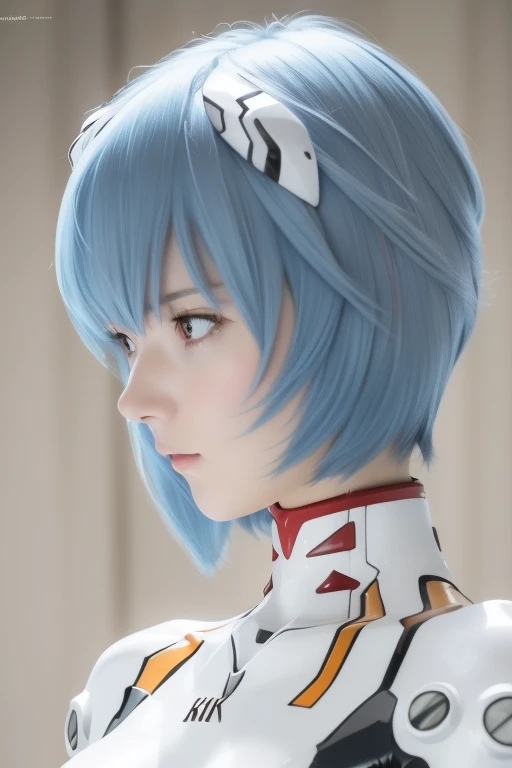 ( (8k:1.27), highest quality, masterpiece, Ultra-high resolution:1.2) Japanese women photos (beautiful:1.2), realistic, Realistic portrait, Upper body photo, One Woman, Looking right to the side, 
Live-action Evangelion, Rei Ayanami, Rei Ayanami, 
Real skin, Accurate anatomical structure, short hair, Blue Hair, Red eyes, Red Eyes, Shoulder width is normal, Sloping shoulders, small breast, 
Evangelion headset, Plug Suit, シンプルなデザインのPlug Suit, Tight fitting bodysuit,