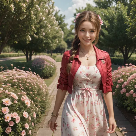 UHD, (masterpiece, highest quality), Aerith Gainsborough, (1 young beautiful girl, solo:1.1), (hair, long hair, brown hair, dutc...