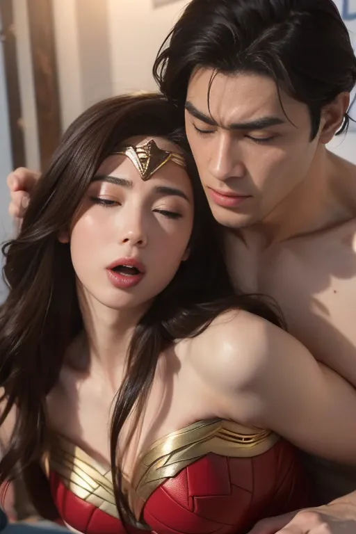 私はwonder womanです、完璧なwonder womanの衣装，on all fours,押しdefeated,defeated,a man mounts me、hug from the front,お姫様hugged,hugged,being s...