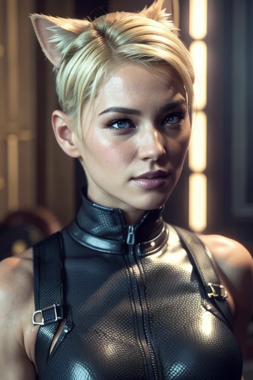 (best quality,4k,8k,highres,masterpiece:1.2),ultra-detailed,(realistic,photorealistic,photo-realistic:1.37),[Cassie Cage],[wallpaper],top body,[golden short hair], [cat ears]
 
This is a high-quality picture，The resolution is 4K or 8K，has a very real effect。The subject in the picture is Cassie Cage，She is a beautiful girl with short blond hair and cat ears。She wears an exquisite outfit，enjoying her own time。The main part of the picture is her upper body，Highlighting her delicate facial features、Smooth short blond hair and charming cat ears。The overall picture is presented in a realistic style，Lifelike details make the picture very realistic。This image is also suitable for use as wallpaper。