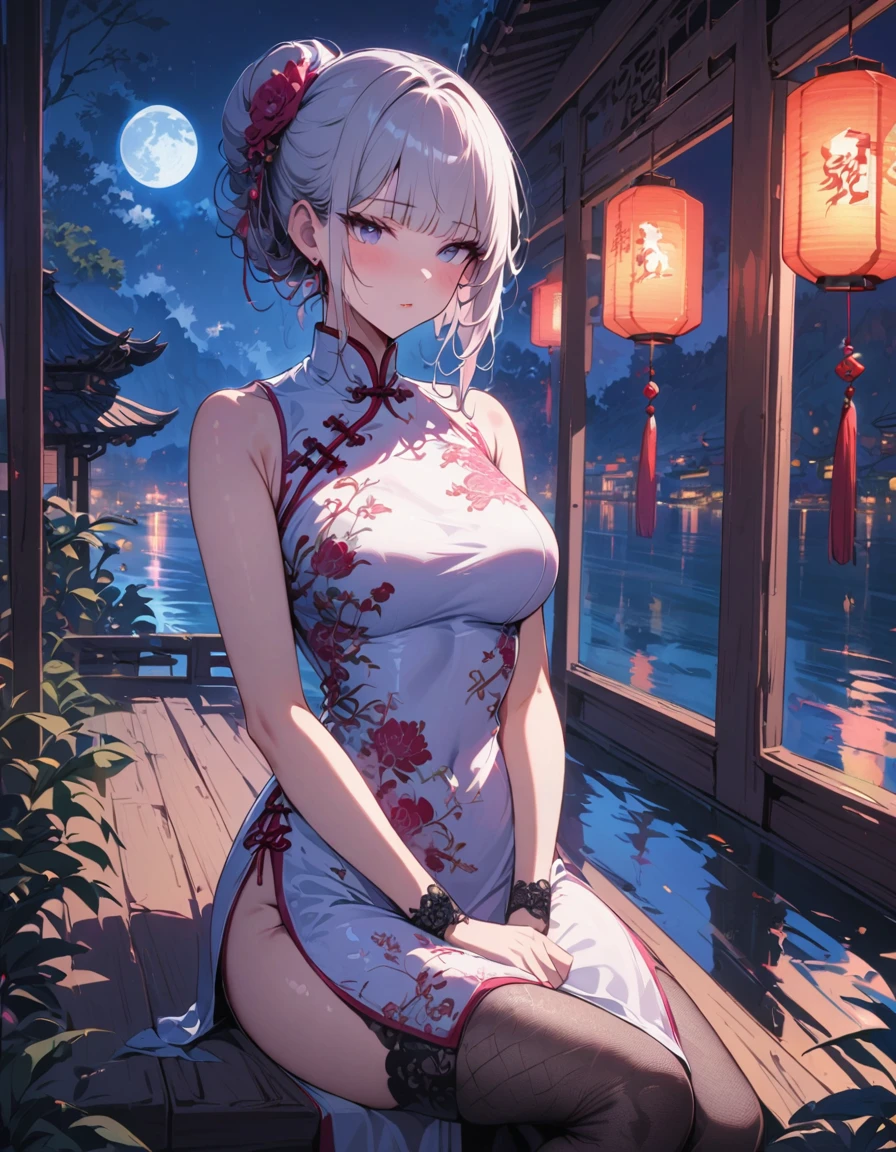 Masterpiece, highres, the best, night, full moon, 1 adult woman - SeaArt AI