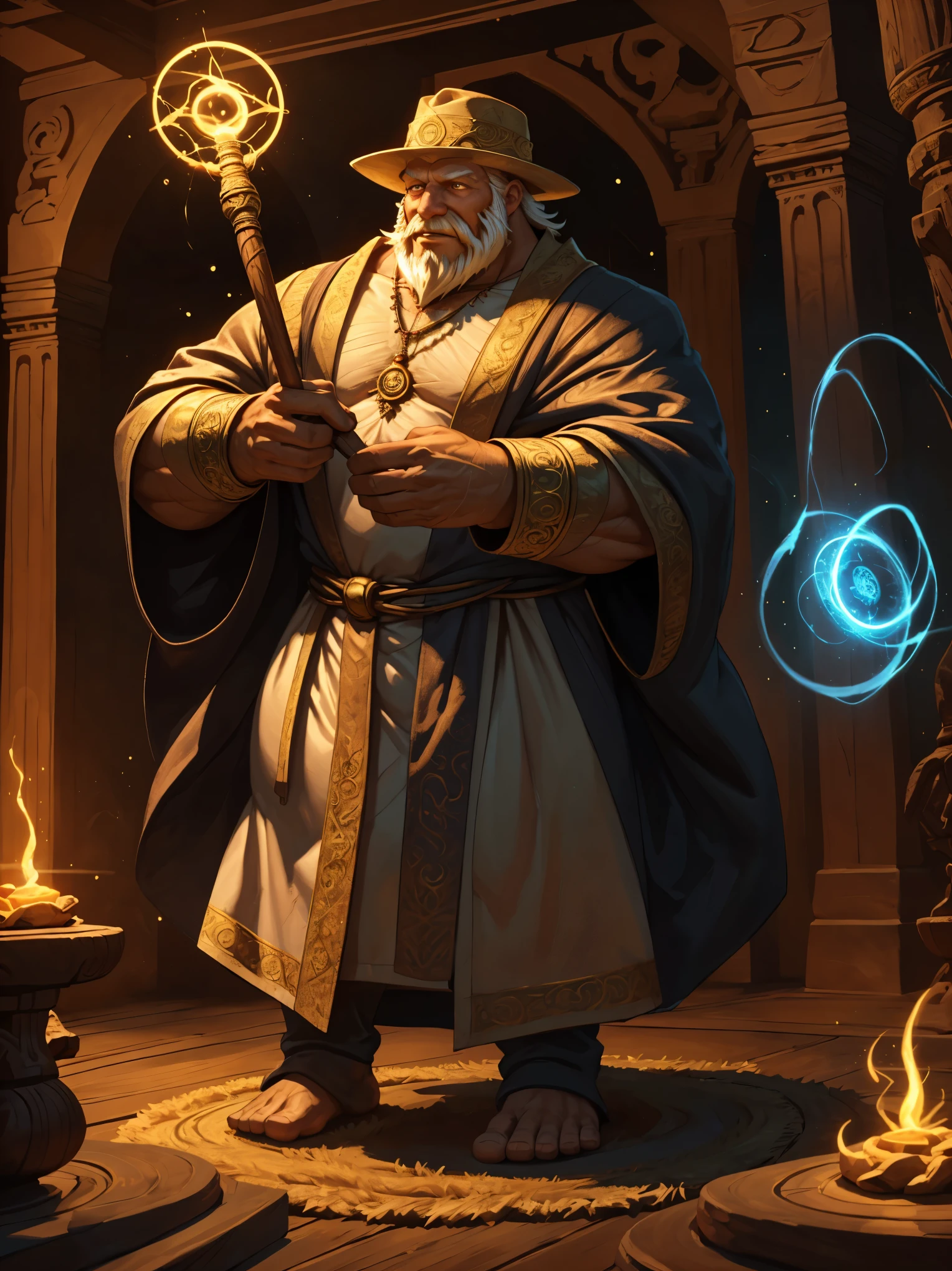 (huge, muscular, shirtless) old man wizard, (casting spell), (circle magic), (meadow), (detailed) eyes, (long beard), (long flowing robe), (brightly colored hat), (ancient) staff, (wisdom), (powerful), (ancient) runes, (golden) amulet, (mysterious) aura, (glowing) eyes, (mystical) energy, (crackling) lightning, (intense), (majestic) presence, (deep) wrinkles, (powerful) hands, (commanding) voice, (twinkling) eyes, (enchanting) smile, (peaceful) expression, (otherworldly) powers, (magical) incantations, (heavy) footsteps, (ancient) tome, (floating) spellbook, (wispy) white hair, (aromatic) herbs, (illuminated) sigils, (spellbinding) rituals, (ethereal) whispers, (transforming) illusions, (enigmatic) demeanor.
**(best quality,4k,8k,highres,masterpiece:1.2),ultra-detailed,(realistic,photorealistic,photo-realistic:1.37),HDR,UHD,studio lighting,ultra-fine painting,sharp focus,physically-based rendering,extreme detail description,professional,vivid colors,bokeh**, (portrait), (magical) landscape, (vibrant) colors, (warm) tones, (soft) lighting, (captivating) scenery.