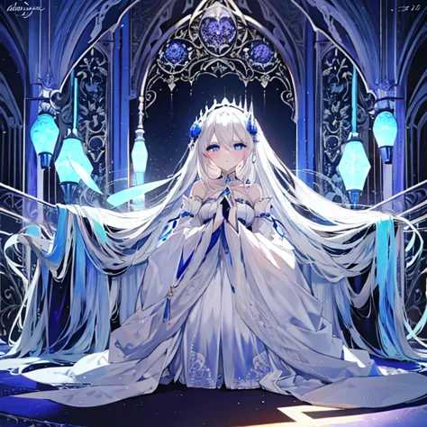 create a mesmerizing high-resolution masterpiece (1.2) of a gothic anime girl with long, flowing white hair and piercing blue ey...