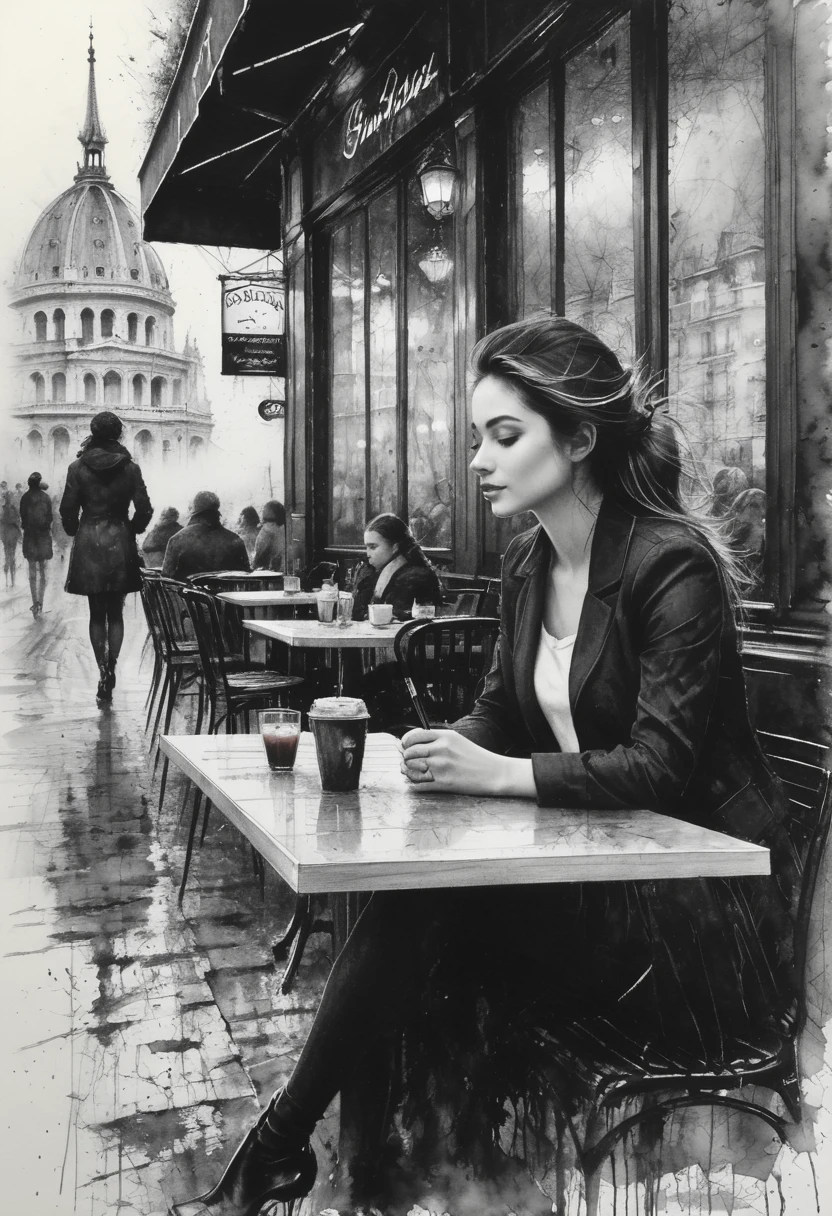 рисунок углем, мелки, black Карандашный рисунок, Карандашный рисунок, черно-белый рисунок, графитовый рисунок,
Плакат, крупный план, полная длина, потрясающе красивая молодая женщина, сидящая в парижском уличном кафе, портрет Виллема Хенратса, акварель, Техника «мокрый по мокрому» и «брызги»., центр, идеальная композиция, абстракция, surrealism
рисунок углем, живопись в стиле таких художников, как Расс Миллс, Сакимичан, флоп,
Леуш, АртГерм, Дарек Заброцки и Жан-Батист Монж,