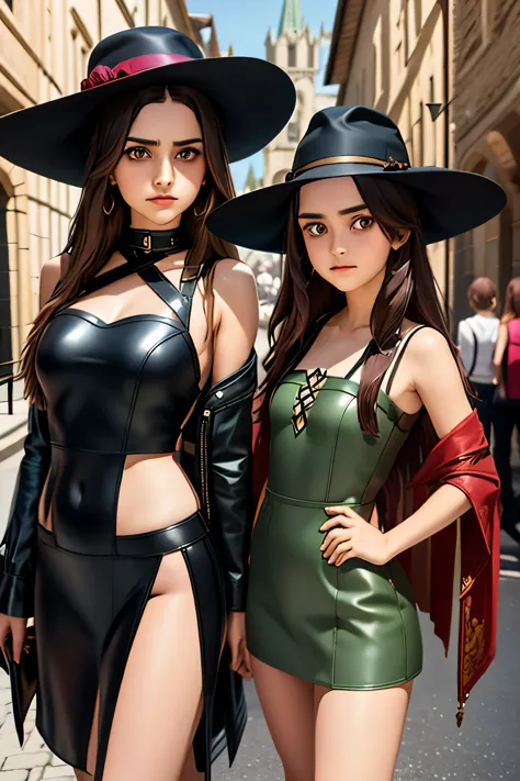 megumin archimage and her daughter 13 years old esmeralda archmage's apprentice (have brunette color hair and dark green eyes, w...