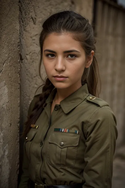 Mujer en uniforme posando para una foto frente a una pared, chica militar, beautiful female soldado, infantry girl, soldado girl...