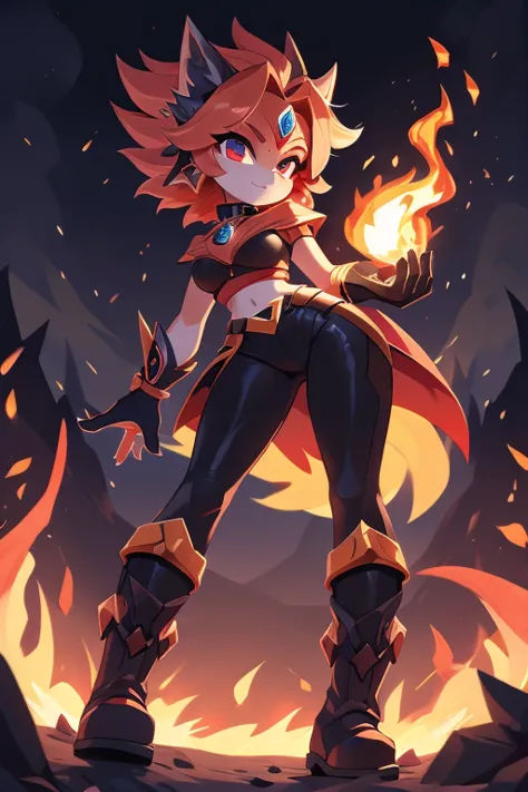 Personagem: Ember Features:

Personalidade: Feroz, impulsiva, poderosa
Poder: Controle sobre o fogo
Nome completo: Ember Blaze

...