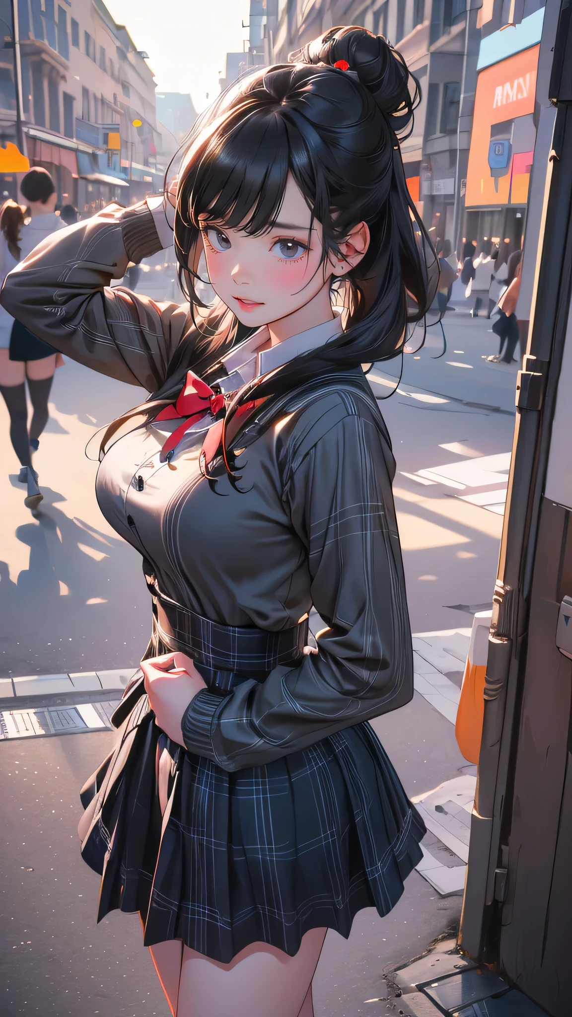 high school girl,(random pose),(Thin type),(large breasts),(random hairstyle),(Highest image quality, (8K), Ultra-realistic, Best Quality, High quality, High Definition, high quality texture, high detailing, Beautiful detailed, fine detailed, extremely details CG, Detailed texture, realistic representation of face, masterpiece, presence)