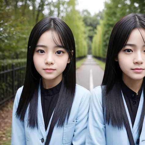 (they are identical twins、it&#39;s essentially a clone。.　hairstyle、the hair color is the same)　((the woman on the right is facin...