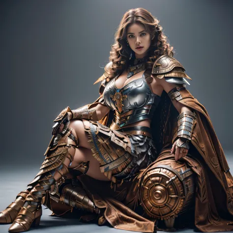 busty brunette, knight in intricate armor, masterpiece, best quality, realistic, hyperrealistic, 16k hdr, photorealistic, cinema...