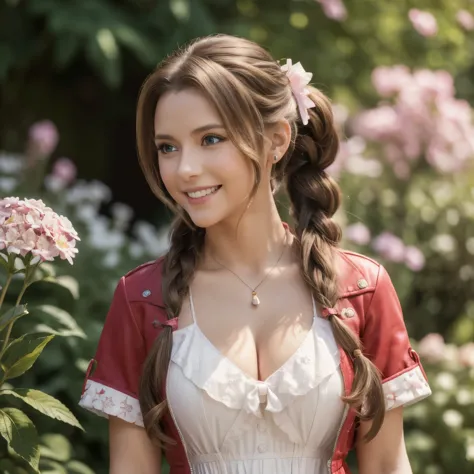 uhd, (masterpiece, highest quality), aerith gainsborough, (1 young beautiful girl, solo:1.1), (hair, long hair, brown hair, dutc...