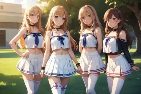 5girls, (multiple girls), highly detailed, best quality, illustration, game cg, perfect anatomy, beautiful cute face girl, beaut...