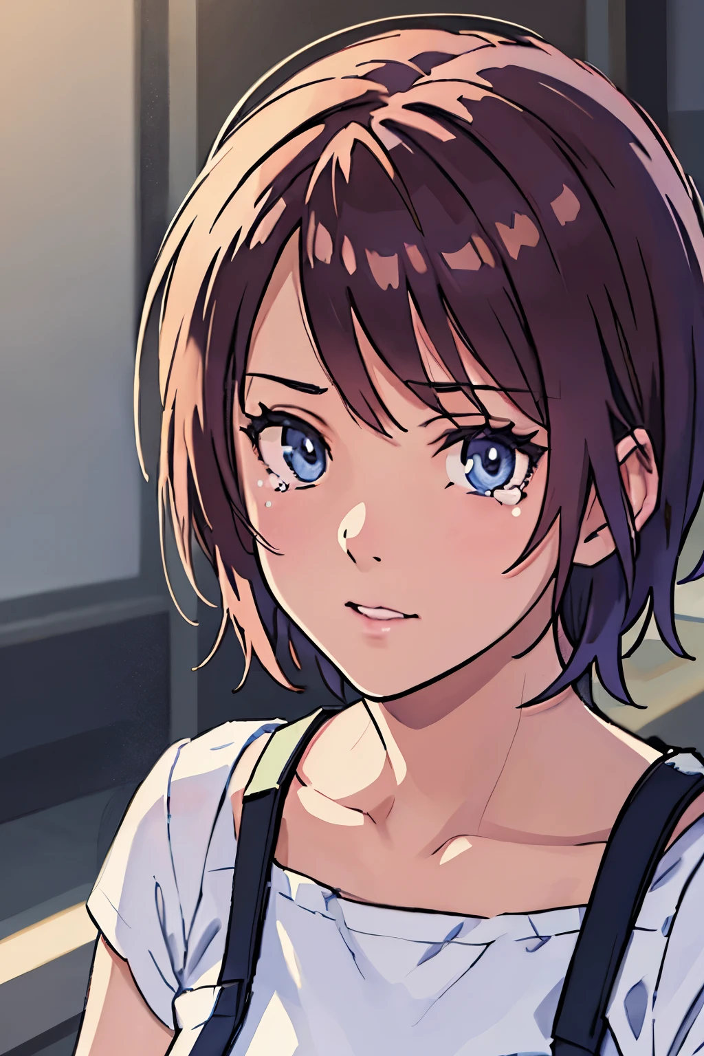 (highest quality,4K,8k,High resolution,Tabletop:1.2), Very detailed, (Realistic,photoRealistic,photo-Realistic:1.37),((portrait)),Shorthair girl, heartbroken,sad,tearful,cry,teardrops,She is in uniform,Beautiful and beautiful eyes, Beautiful lip detail, Very detailed eyes and face,Long eyelashes, Realistic anime 3D style, Smooth anime CG art, Digital rendering by Makoto Shinkai, Moe anime art style, photoRealistic rendering of an anime girl, Shinkai Makoto style, Cute anime girl visuals, Realistic young anime girl, Girl Fanart, Works by anime artists&#39;Studio.