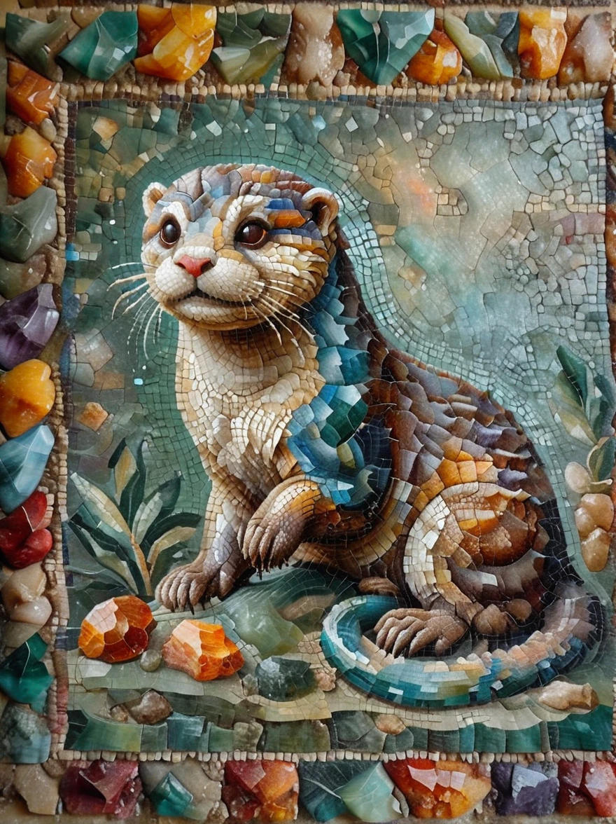 A very detailed ral-ntrgmstn pastel painting of a Roman otter, (masterpiece, ultra-detailed), best quality, high quality, highres