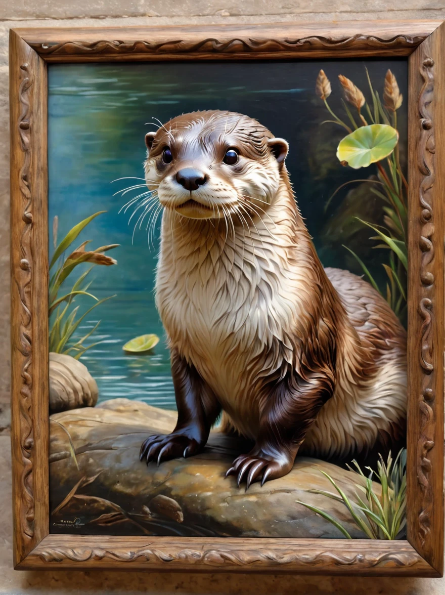 A very detailed ral-ntrgmstn pastel painting of a Roman otter, (masterpiece, ultra-detailed), best quality, high quality, highres