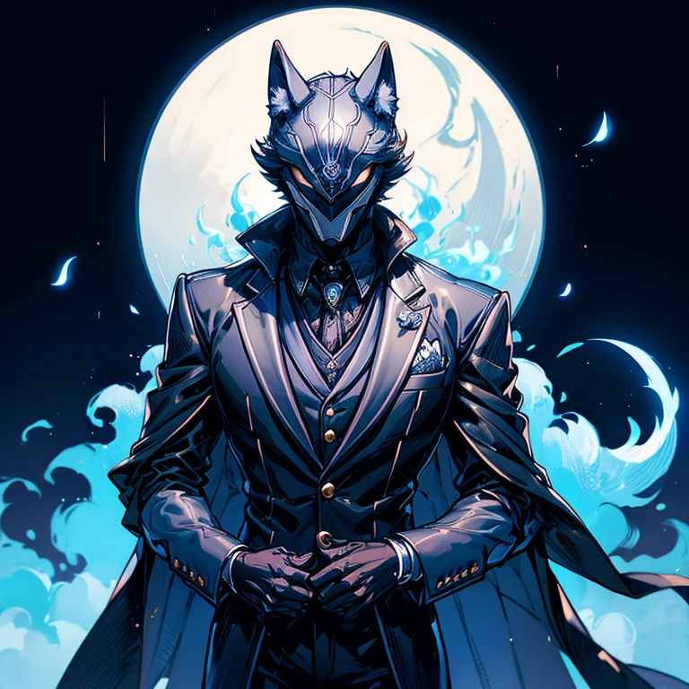 moon face、Moonlit Night、Tuxedo、gentleman、Wolf、Kamen Rider、1 person