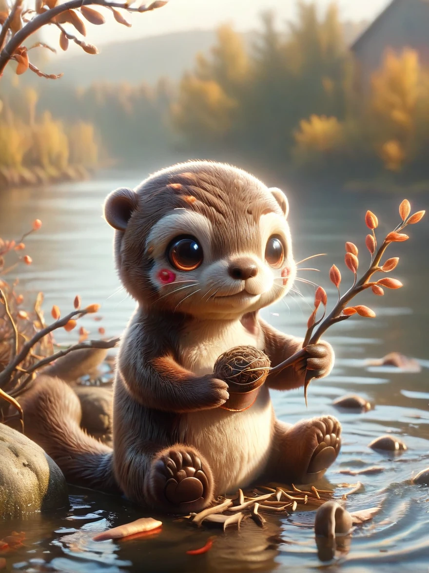 A very detailed ral-ntrgmstn pastel painting of a Roman otter, (masterpiece, ultra-detailed), best quality, high quality, highres