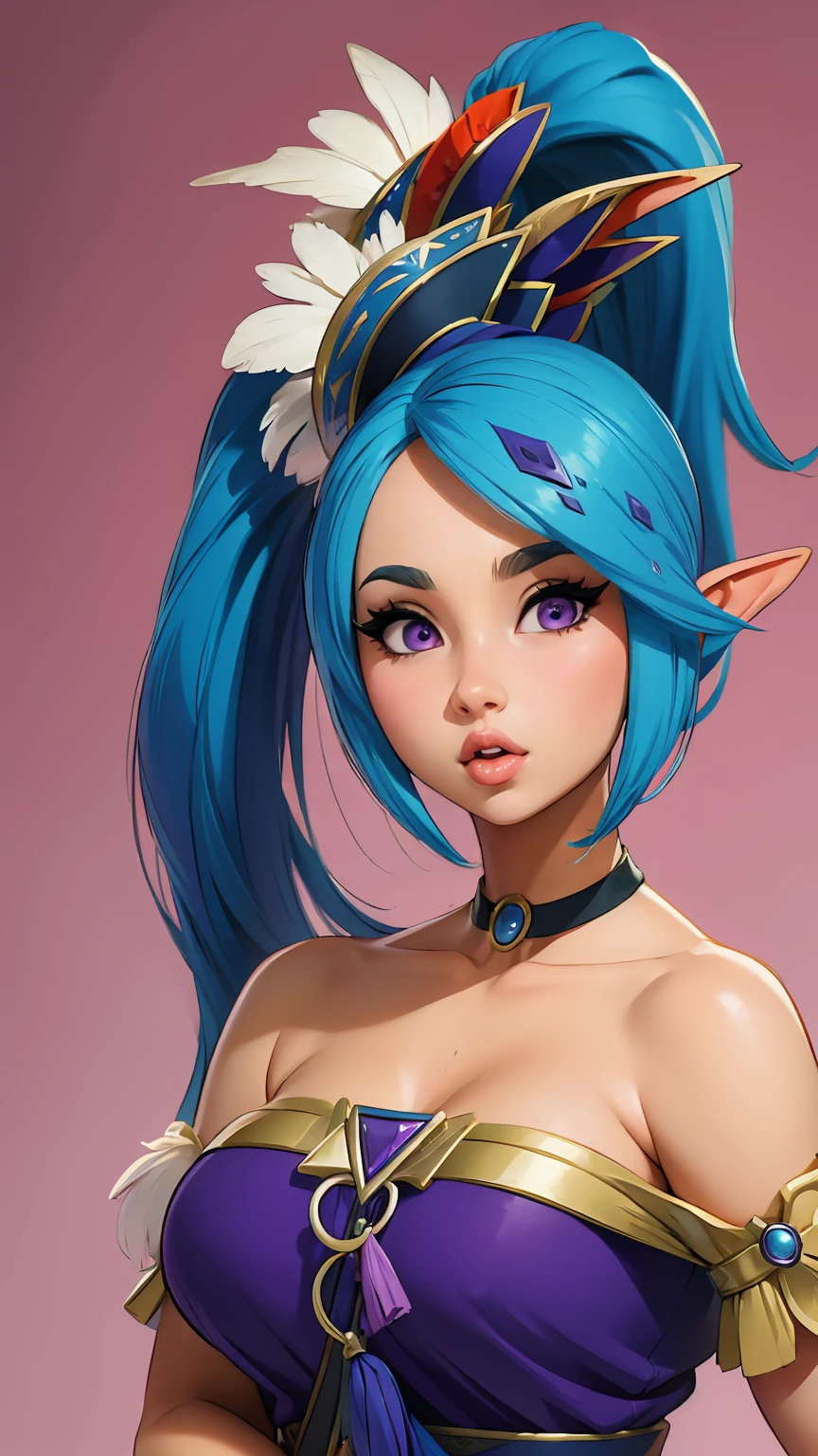 ((masterpiece)), ((best quality)), (detailed), perfect, solo, lana hyrule warriors, gorgeous girl, luscious lips, blue hair, purple eyes, ponytail