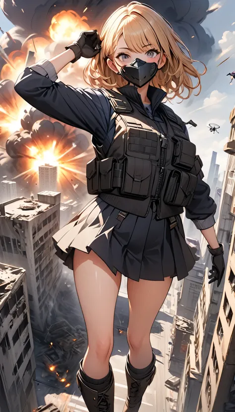 ((high quality)), ((masterpiece)), 8k, One girl, Bulletproof vest, light, Highly detailed CG Unity 8k wallpaper, Game CG, View y...