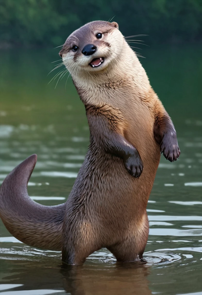((masterpiece, highest quality, Highest image quality, High resolution, photorealistic, Raw photo, 8K)), ((Extremely detailed CG unified 8k wallpaper)), An Otter, Cute and dancing,