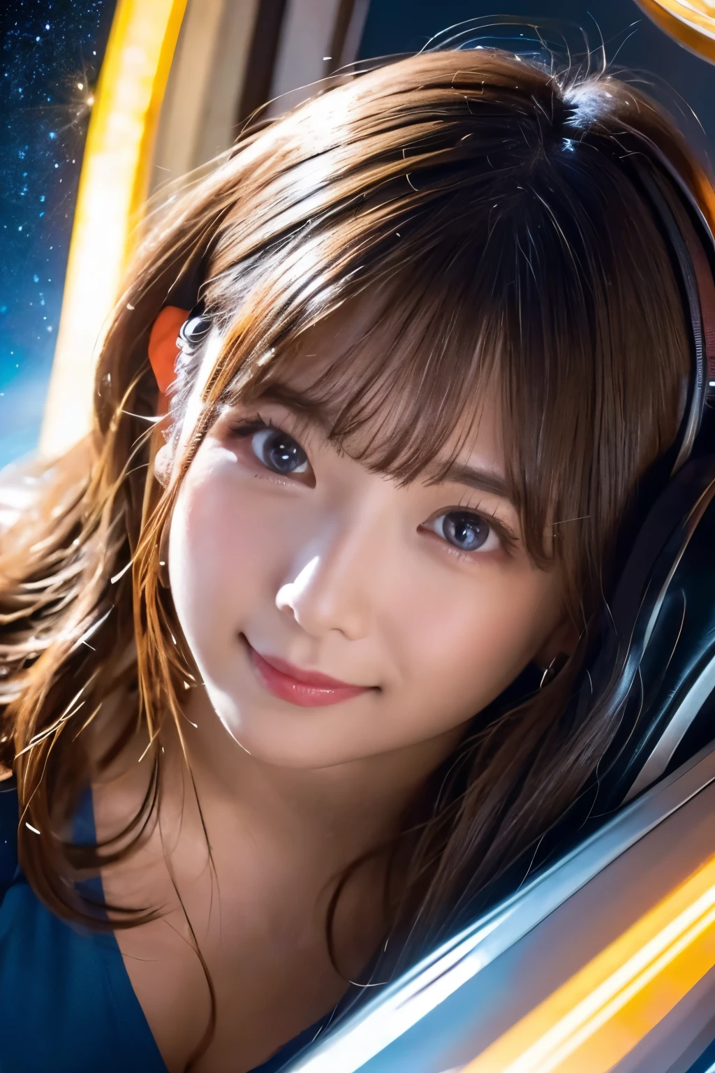 high quality, 最high quality, Tabletop, Detailed portrait of a woman 1 Girl, Long Hair, (floating, space, Milky Way, colorful), Warm lighting, goddess, Milky Way, scenery, colorful hair wreath, {{{最high quality}}}, {{Very detailed}}, {figure}, Movie angle, {Detailed light},Cinema Lighting, Celestial, Dynamic pose