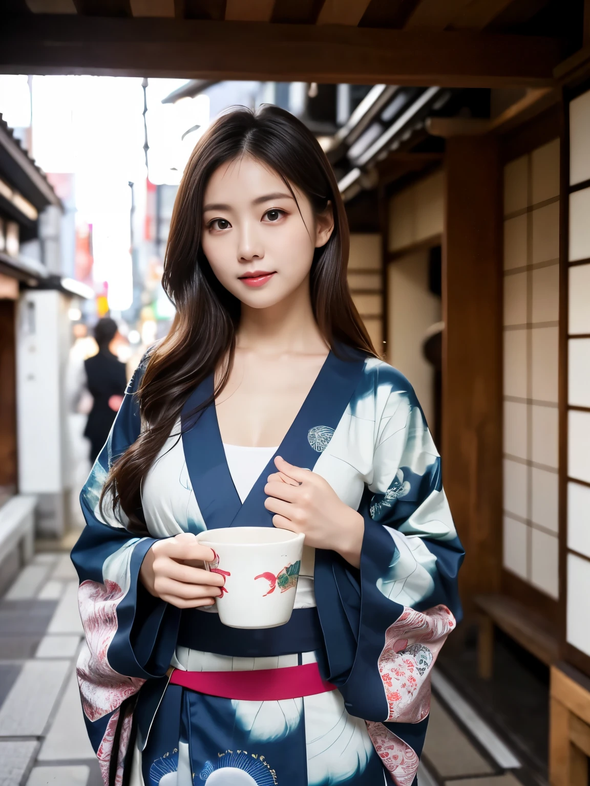 (((masterpiece))), (((highest quality: 1.4))), ((Super Detail: 1.4)) ,ulzzang-6500-v1.1, (Raw photo:1.2), (Photorealistic), (Genuine:1.4), (Full Body Shot:1.3). high school girl, Lesbian, (((Japan Yukata))),  , Spread your legs wide、(((Traditional Japanese Kimono、Long-sleeved kimono)))、Embarrassed look、Collarbone fetish、Fluttering kimono、liquor、Indoor at night、(Interior background at night)、Natural Skin Shader, Volumetric, Warm shades beneath her skin,
