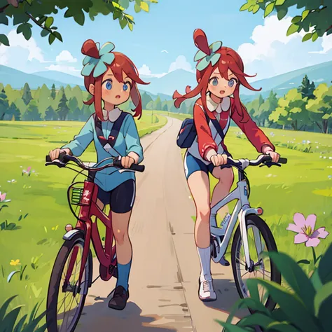 girls riding bicycles　cycling paths